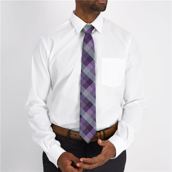 Mens Buffalo Check Necktie Self Tie Classic Plaid Dress Tie Formal Business - Picture 6 of 7